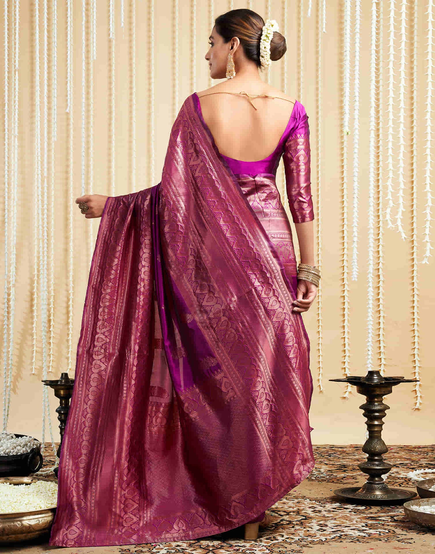 Magenta Silk Woven Banarasi Saree