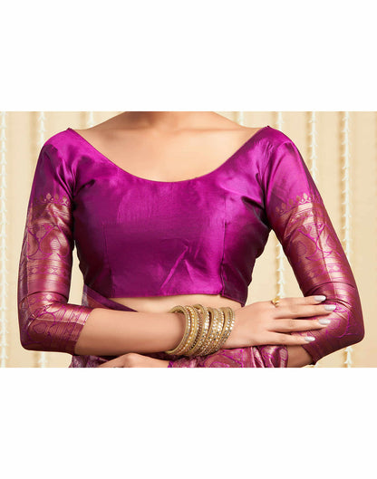 Magenta Silk Woven Banarasi Saree