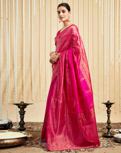 Pink Silk Woven Banarasi Saree