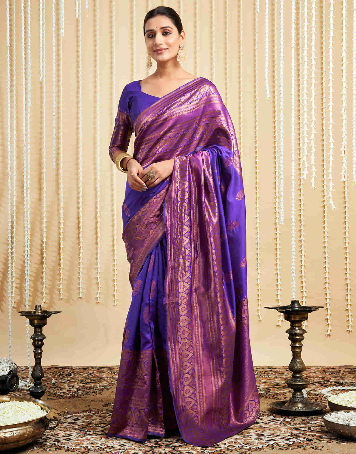 Purple Silk Woven Banarasi Saree