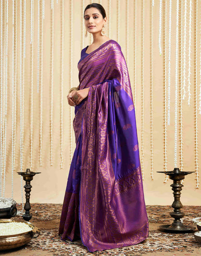 Purple Silk Woven Banarasi Saree