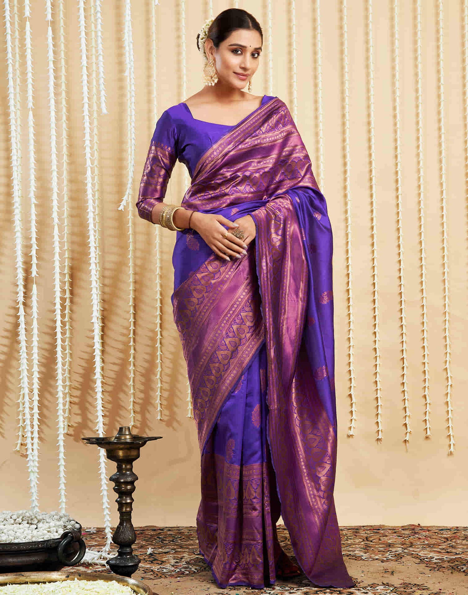 Purple Silk Woven Banarasi Saree