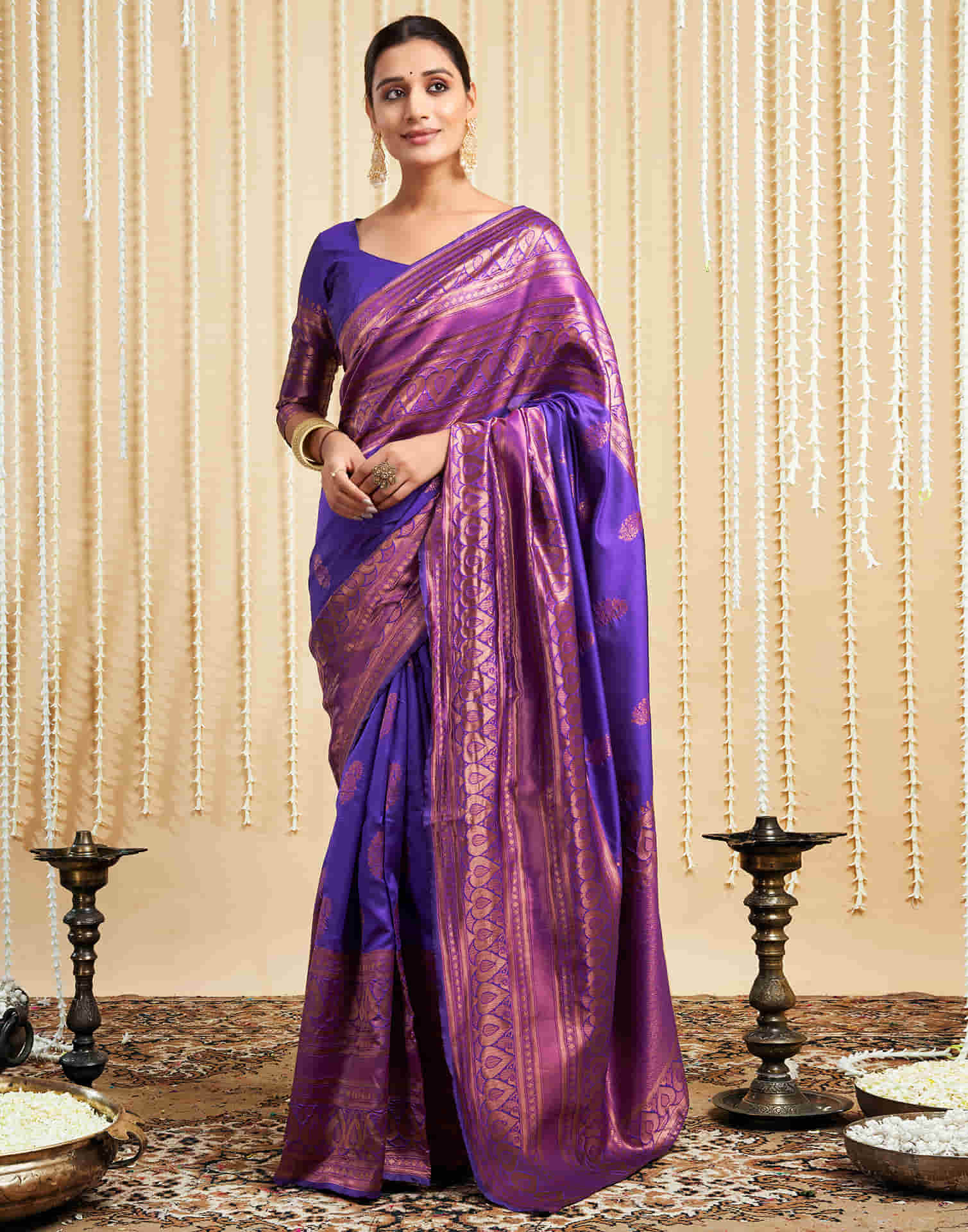 Purple Silk Woven Banarasi Saree