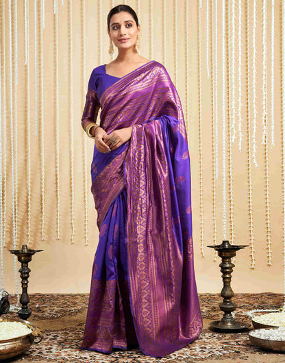 Purple Silk Woven Banarasi Saree