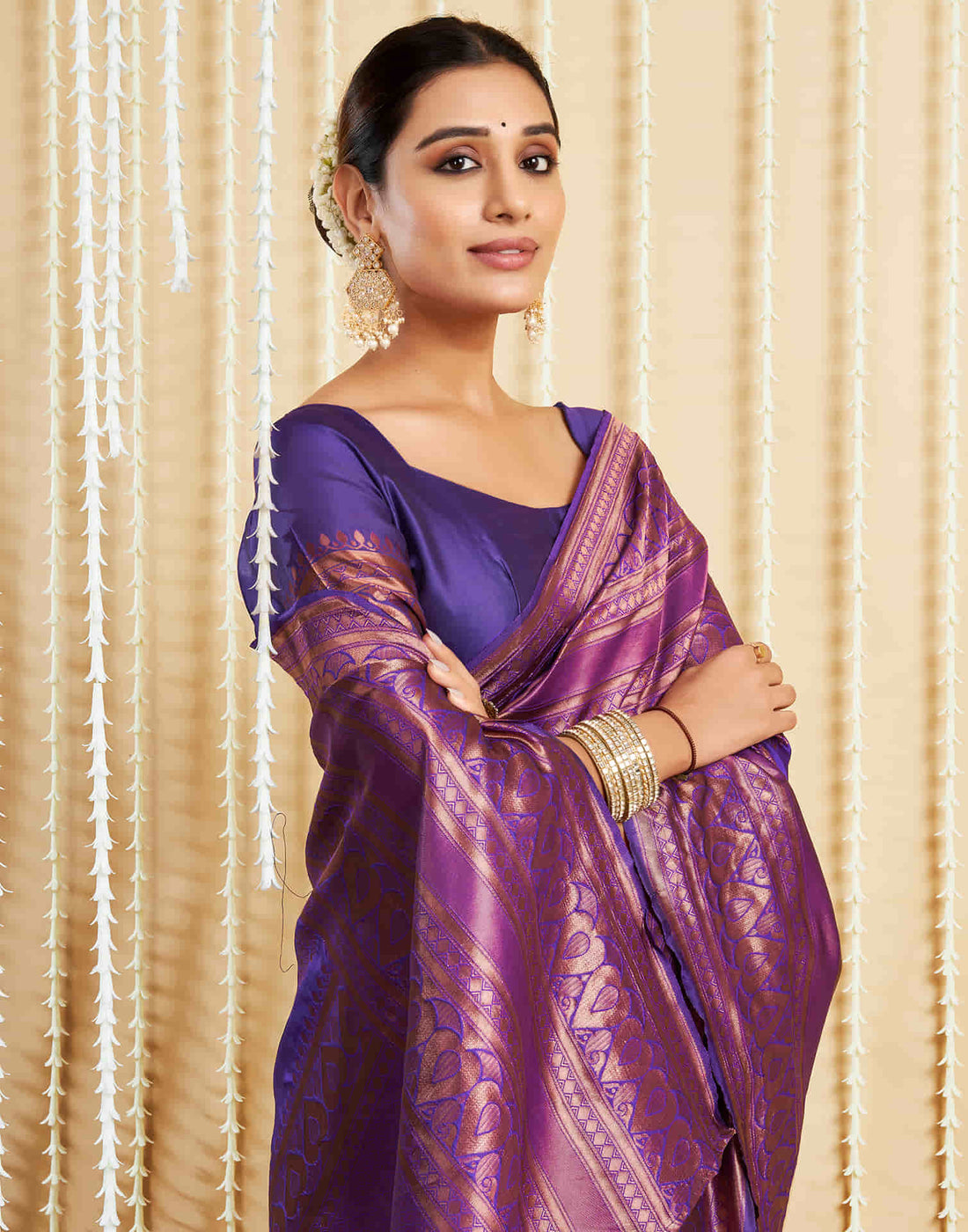 Purple Silk Woven Banarasi Saree