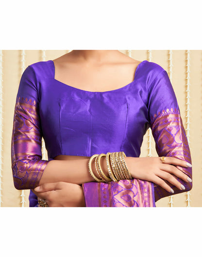 Purple Silk Woven Banarasi Saree