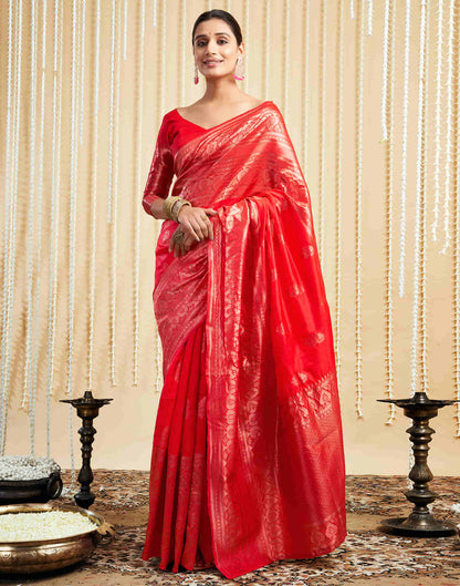 Red Silk Woven Banarasi Saree