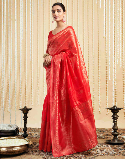 Red Silk Woven Banarasi Saree