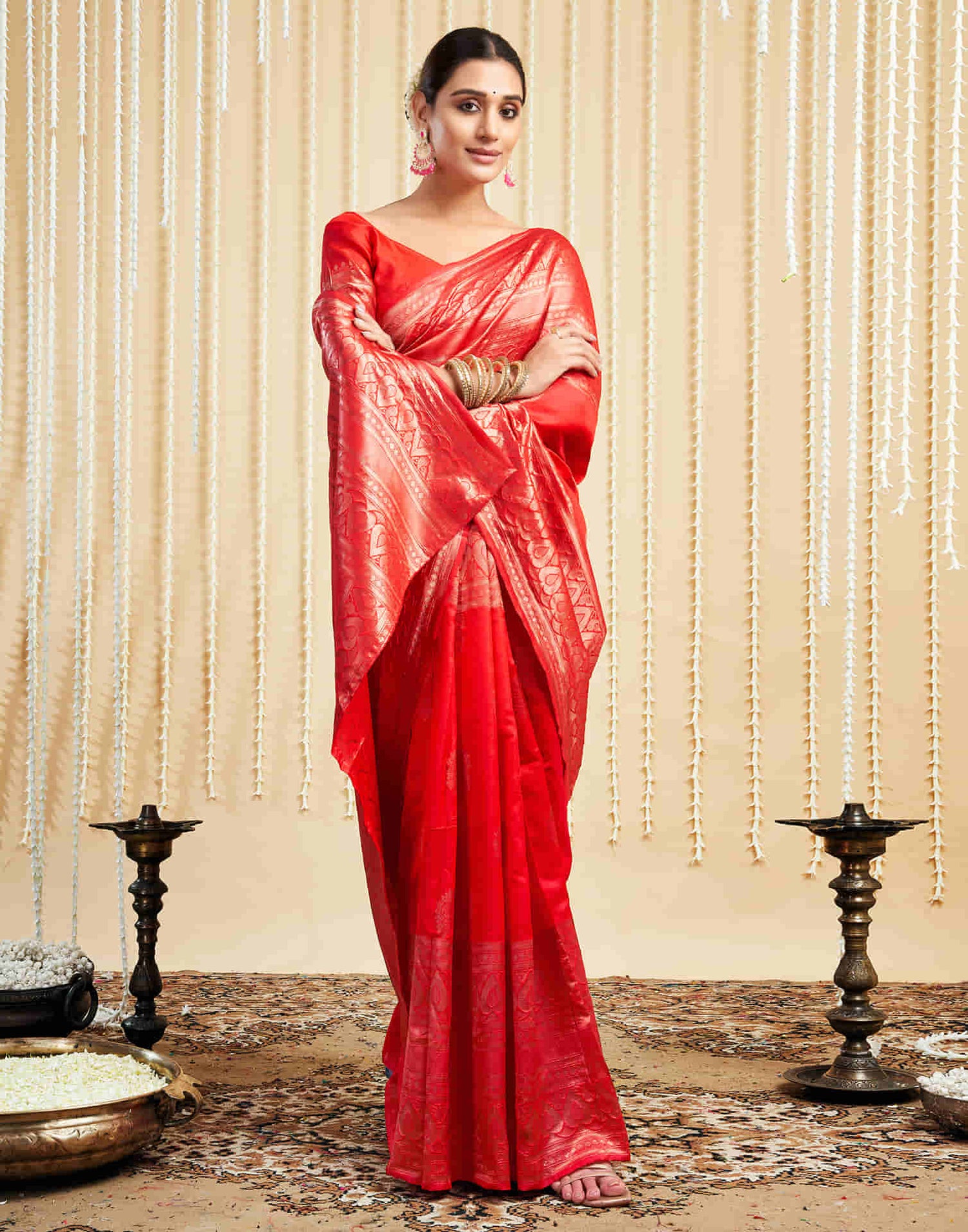 Red Silk Woven Banarasi Saree