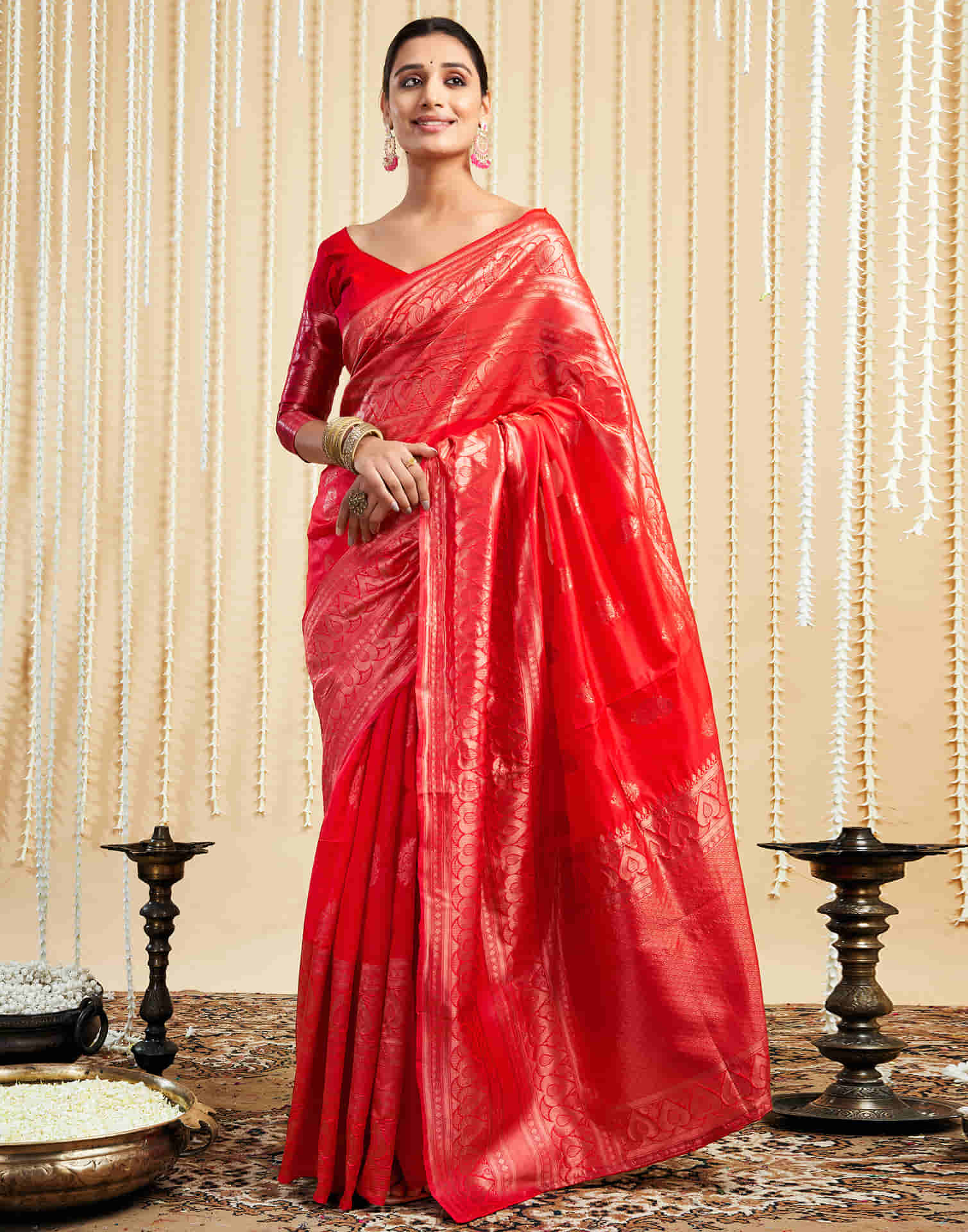 Red Silk Woven Banarasi Saree