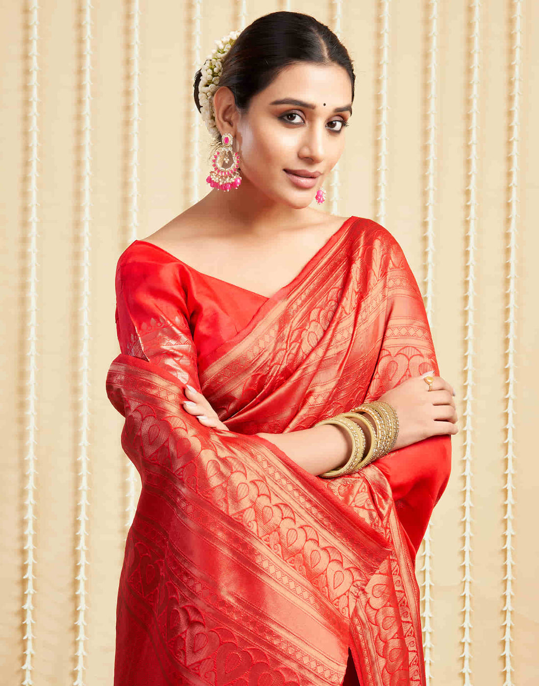 Red Silk Woven Banarasi Saree