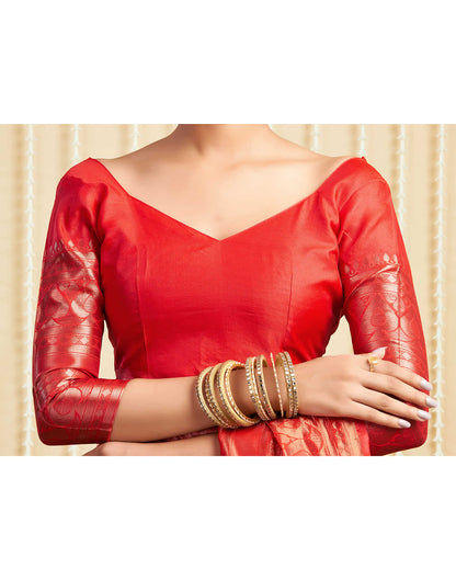 Red Silk Woven Banarasi Saree