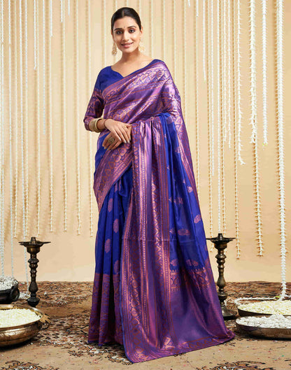 Blue Silk Woven Banarasi Saree