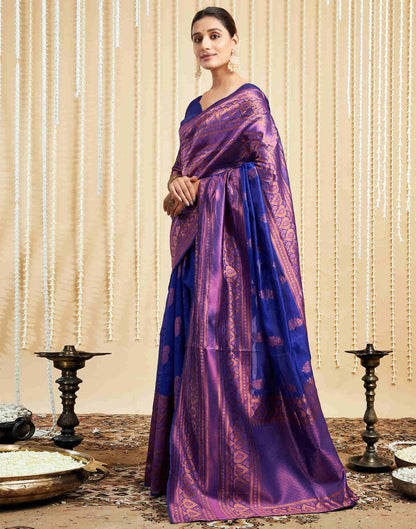 Blue Silk Woven Banarasi Saree