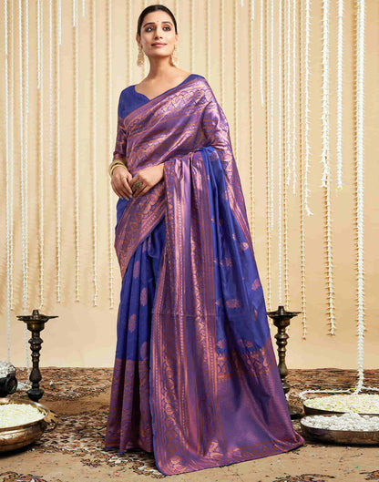 Blue Silk Woven Banarasi Saree