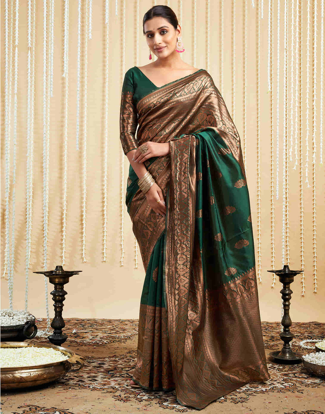 Green Silk Woven Banarasi Saree