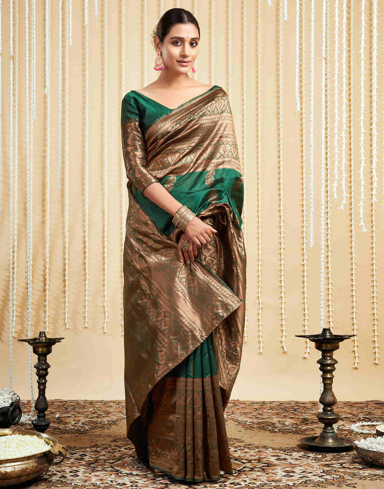 Green Silk Woven Banarasi Saree