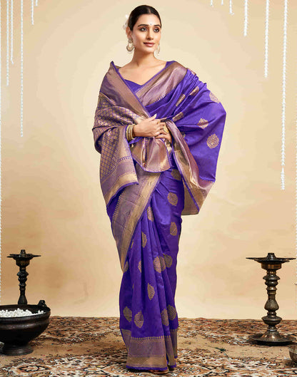 Purple Silk Woven Banarasi Saree