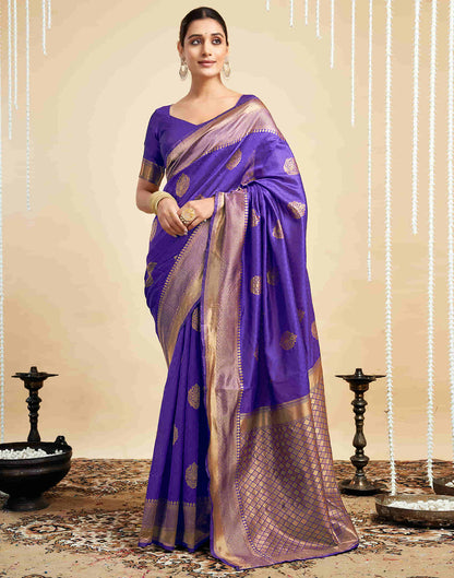 Purple Silk Woven Banarasi Saree