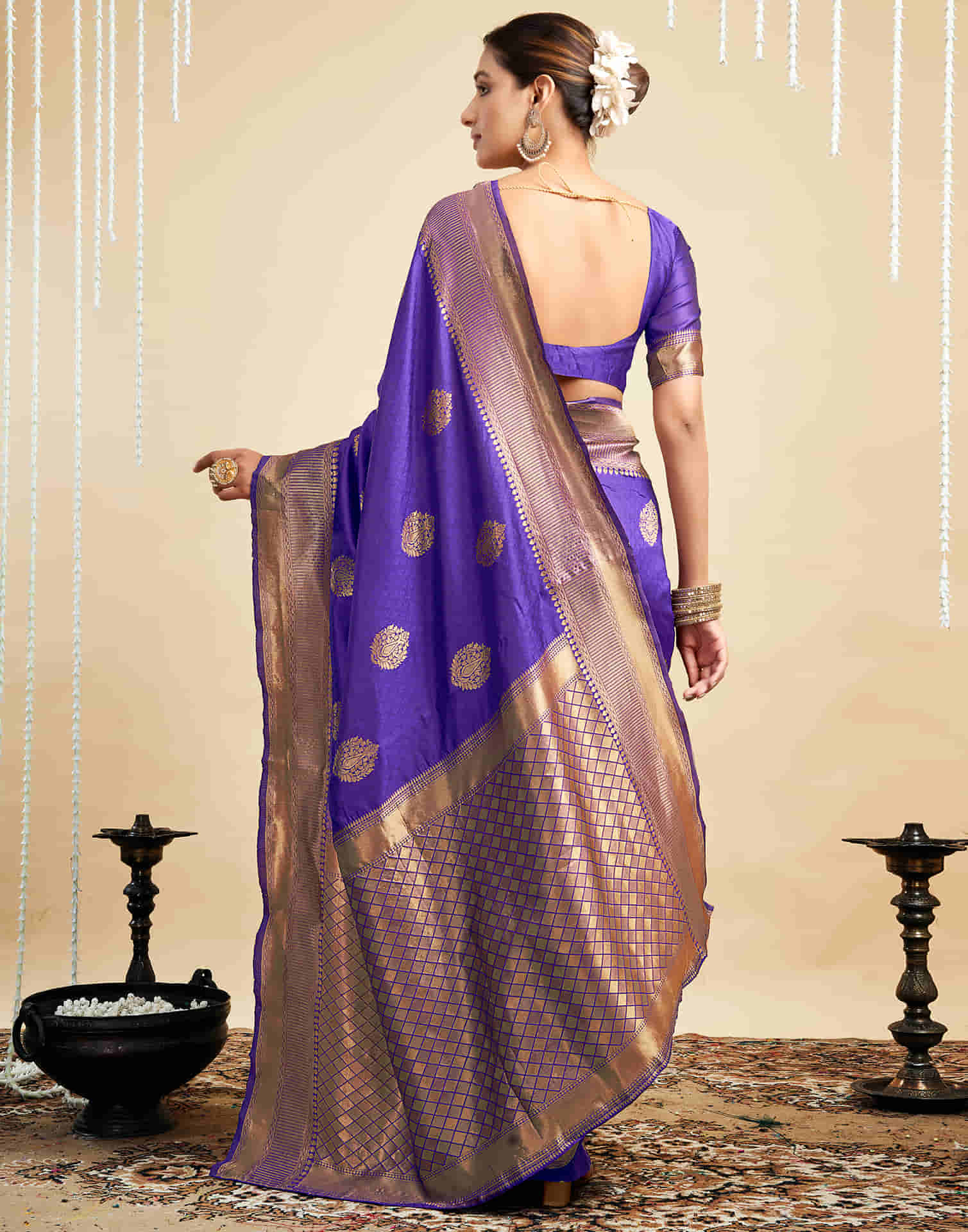 Purple Silk Woven Banarasi Saree