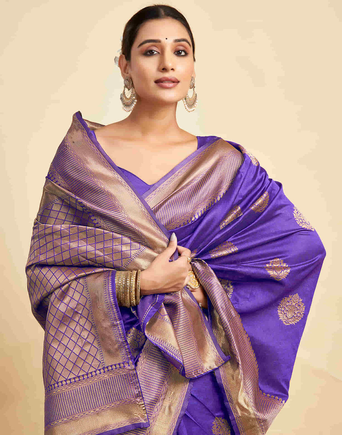 Purple Silk Woven Banarasi Saree