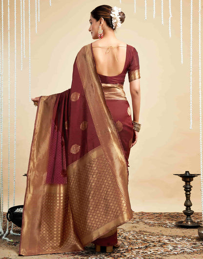 Maroon Silk Woven Banarasi Saree