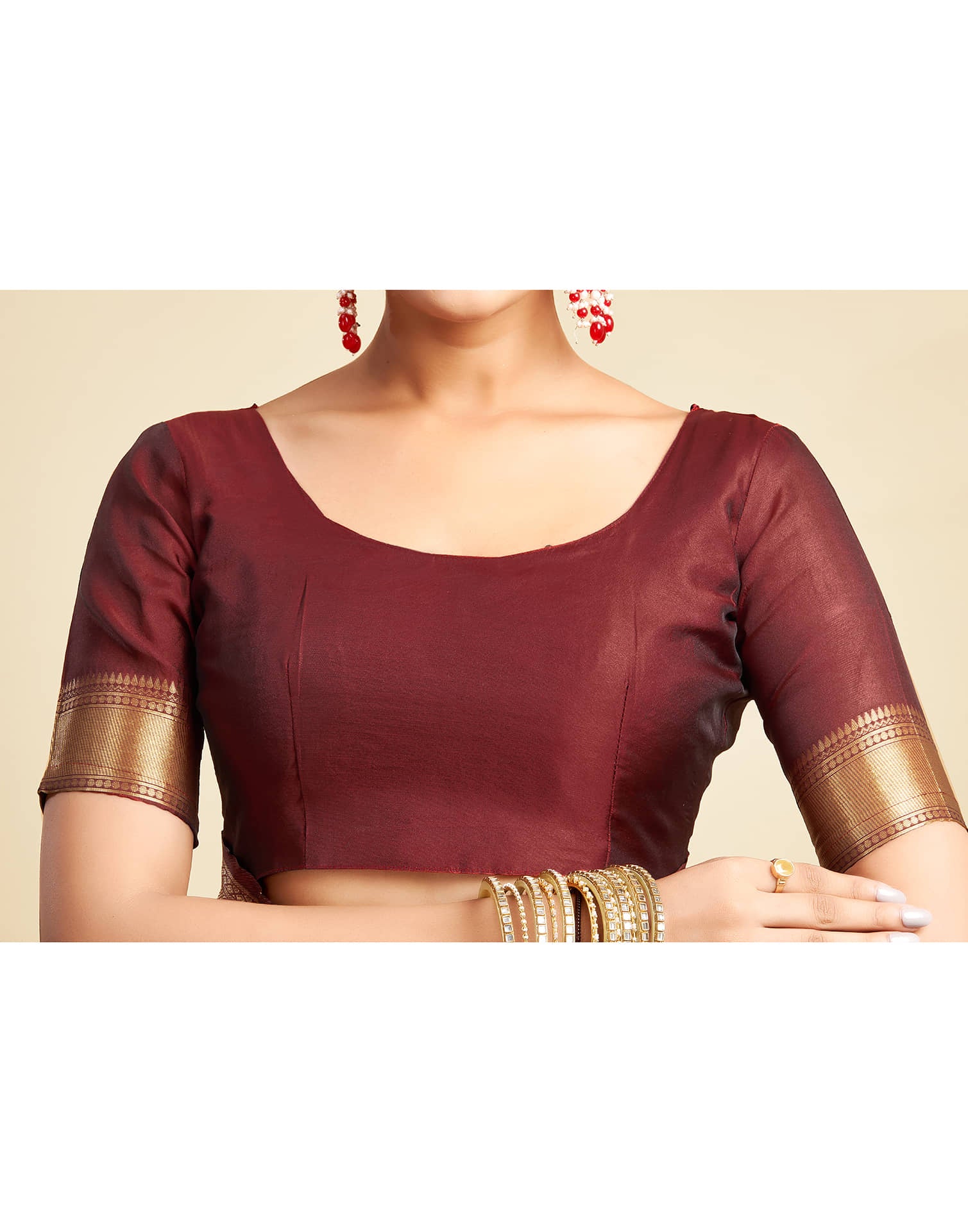 Maroon Silk Woven Banarasi Saree