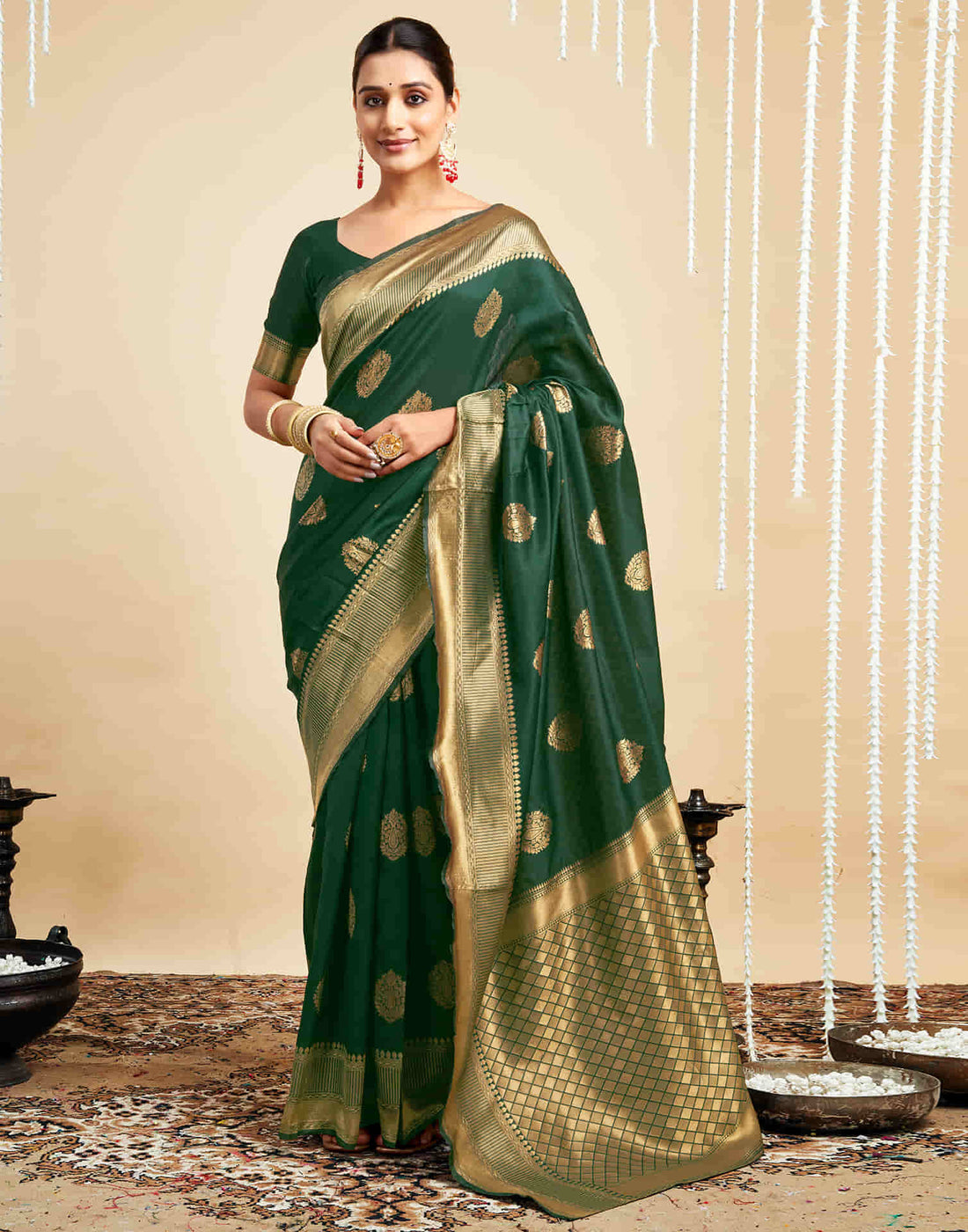 Green Silk Woven Banarasi Saree