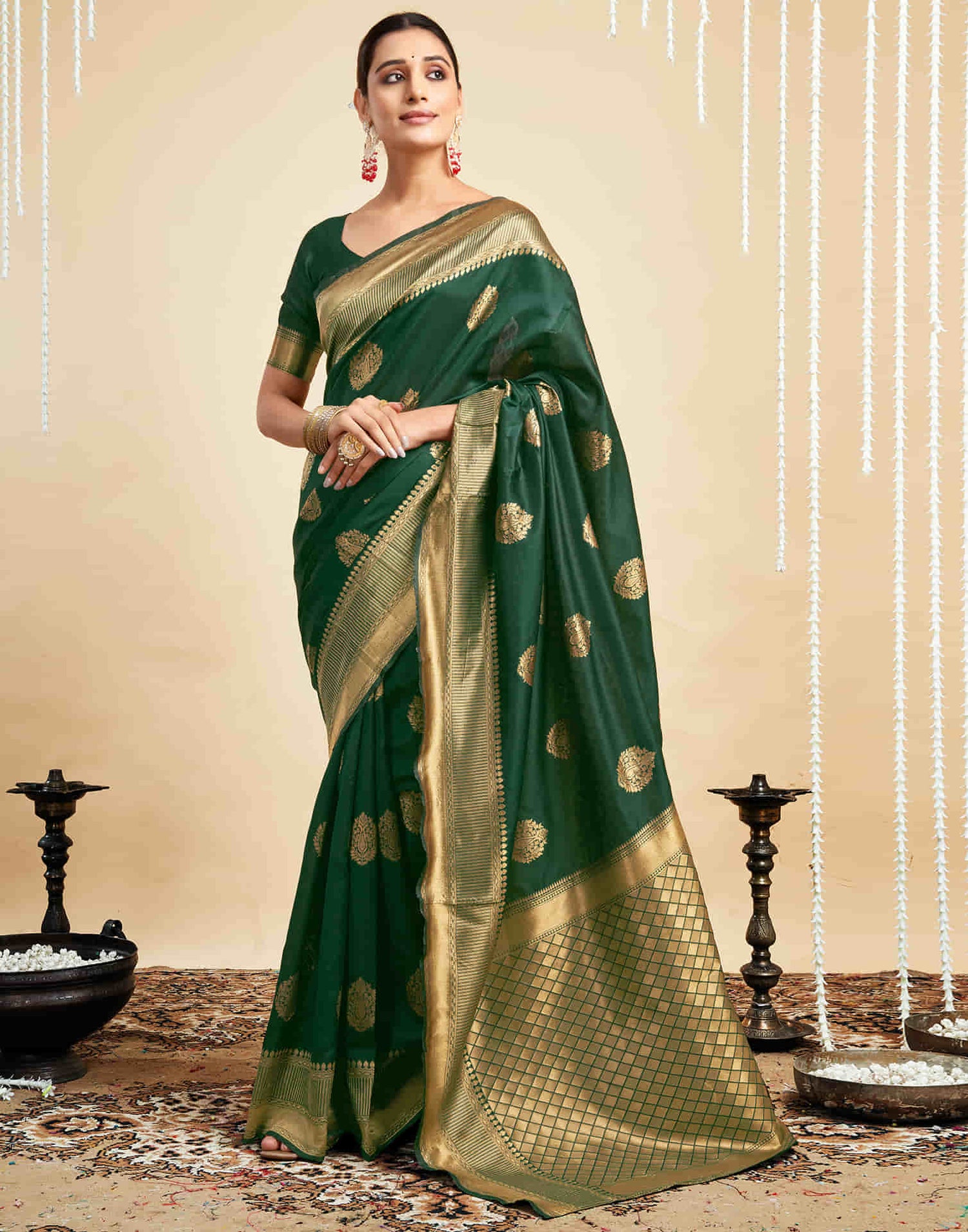 Green Silk Woven Banarasi Saree