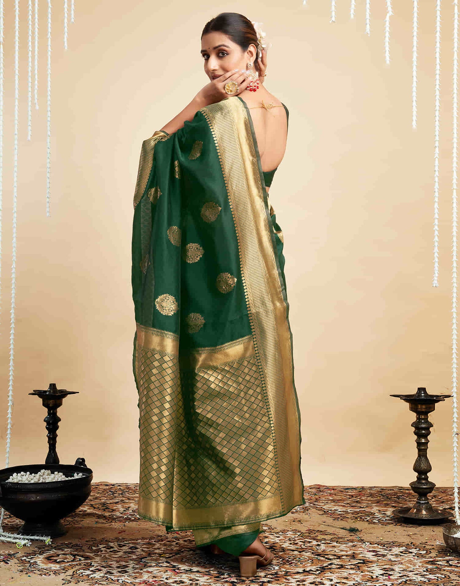 Green Silk Woven Banarasi Saree