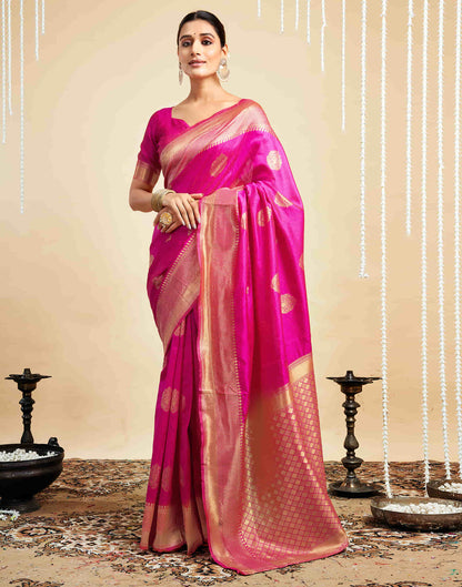 Pink Silk Woven Banarasi Saree