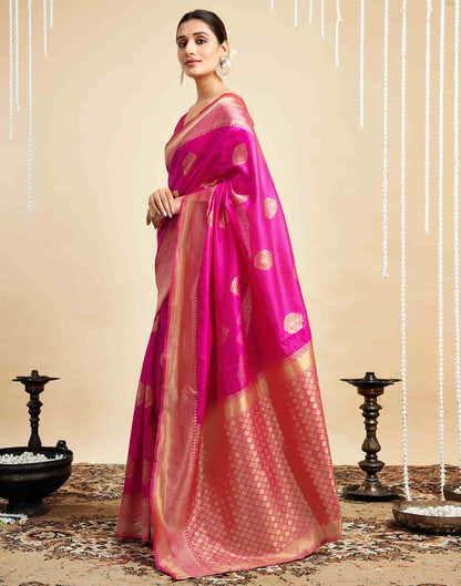 Pink Silk Woven Banarasi Saree