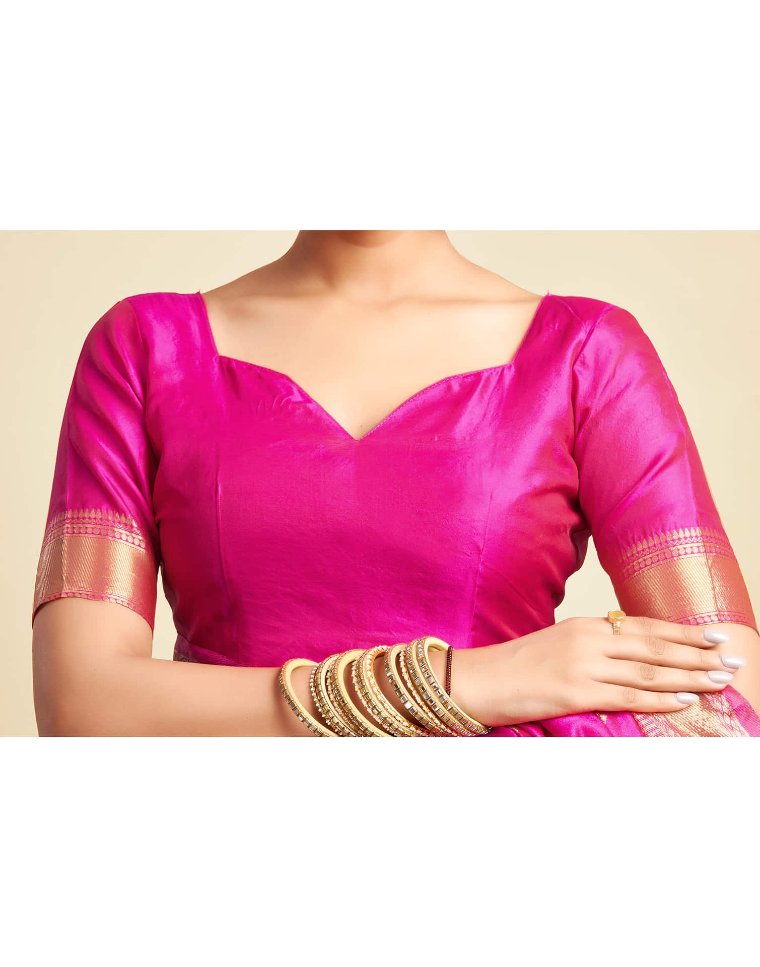 Pink Silk Woven Banarasi Saree