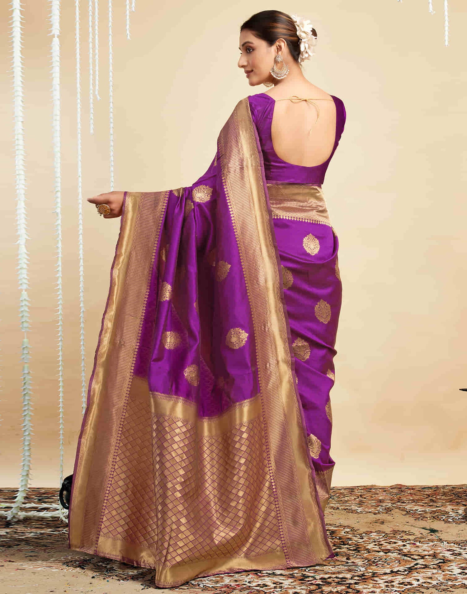 Magenta Silk Woven Banarasi Saree