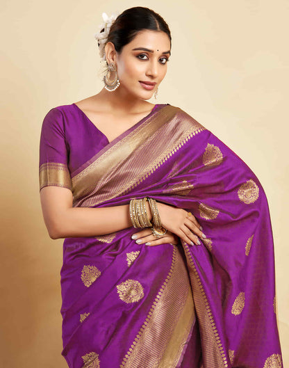 Magenta Silk Woven Banarasi Saree