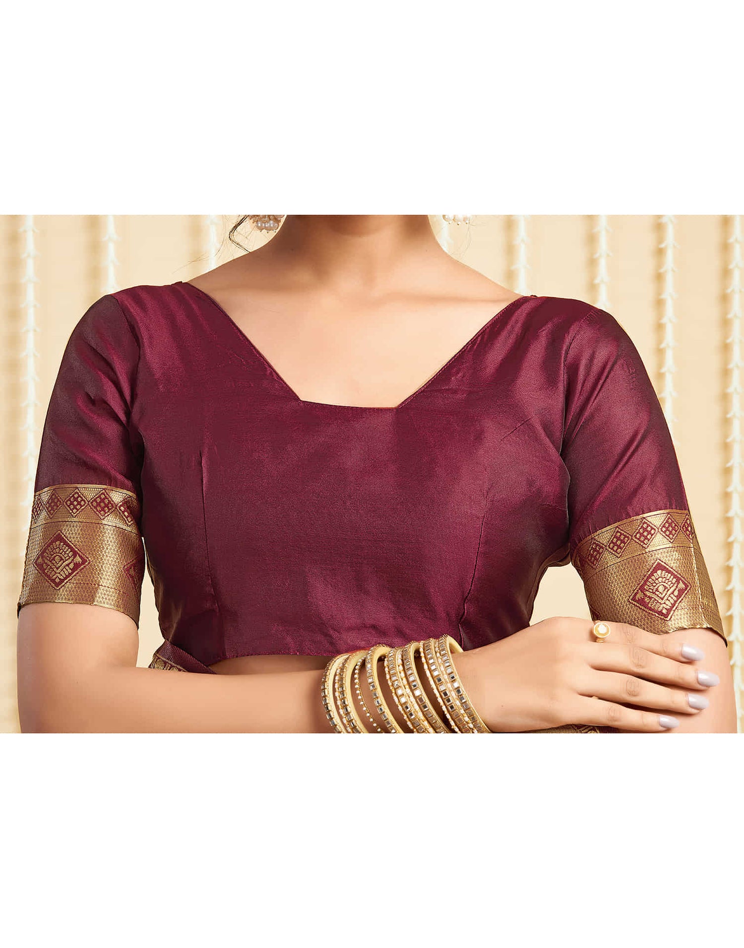 Maroon Silk Woven Banarasi Saree