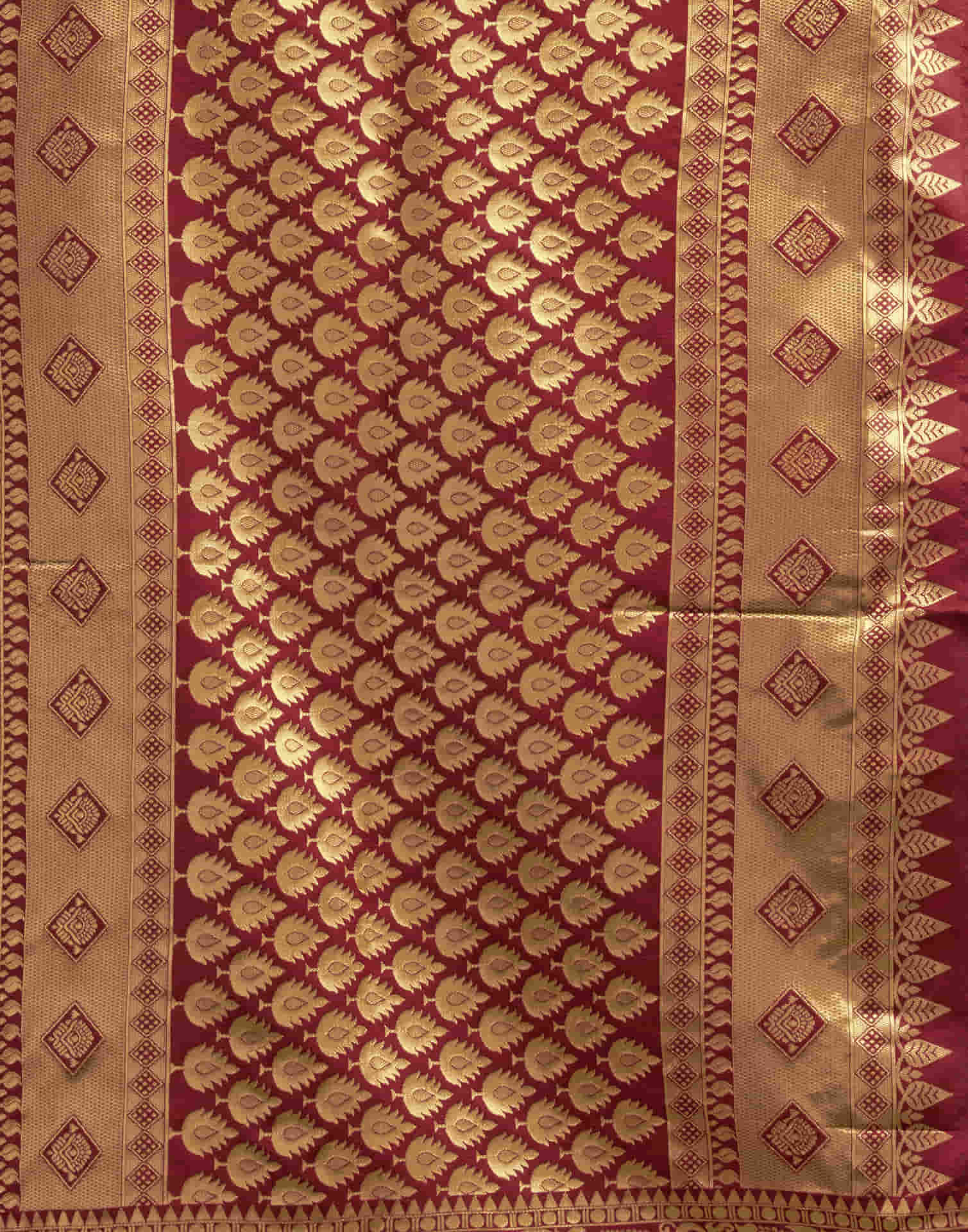 Maroon Silk Woven Banarasi Saree