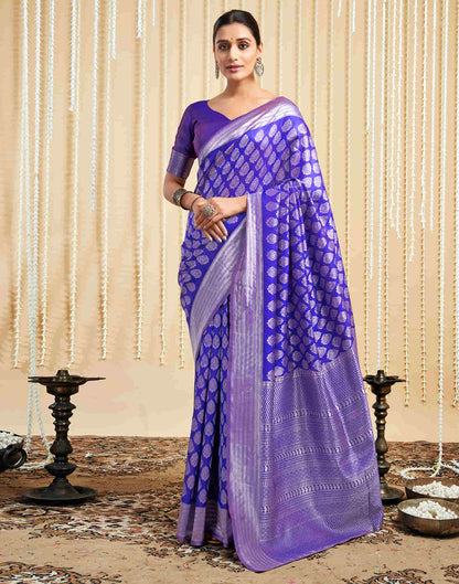 Violet Silk Woven Banarasi Saree