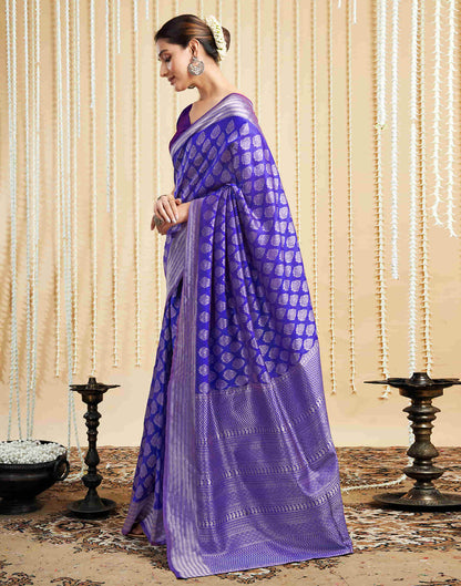 Violet Silk Woven Banarasi Saree