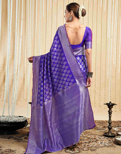 Violet Silk Woven Banarasi Saree