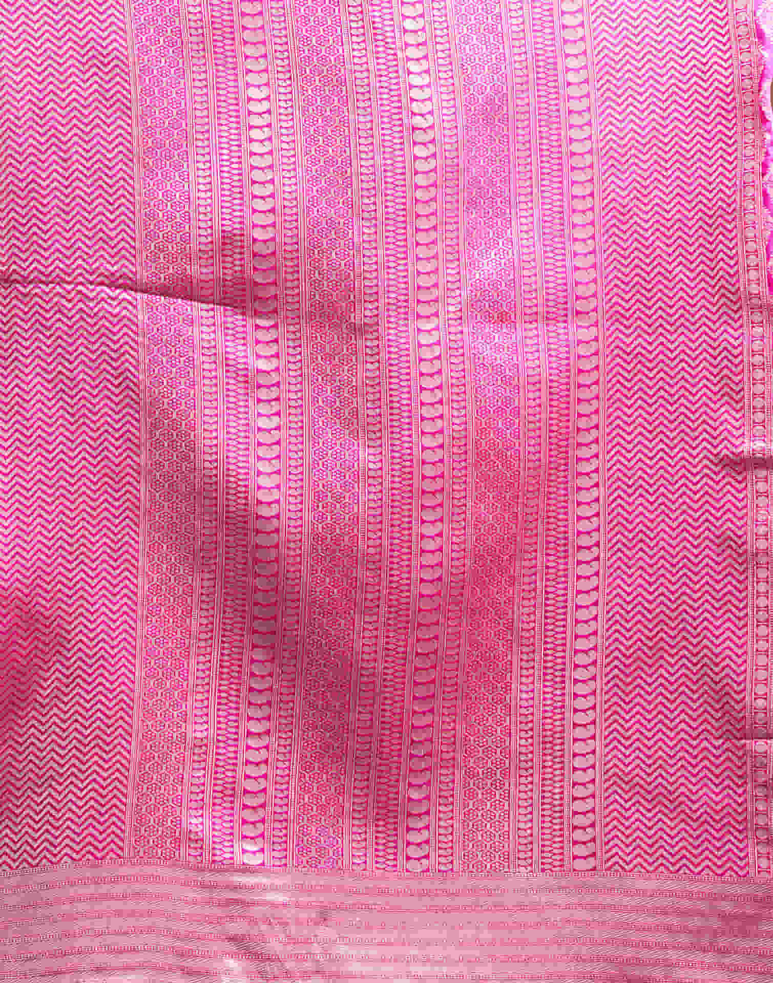 Pink Silk Woven Banarasi Saree