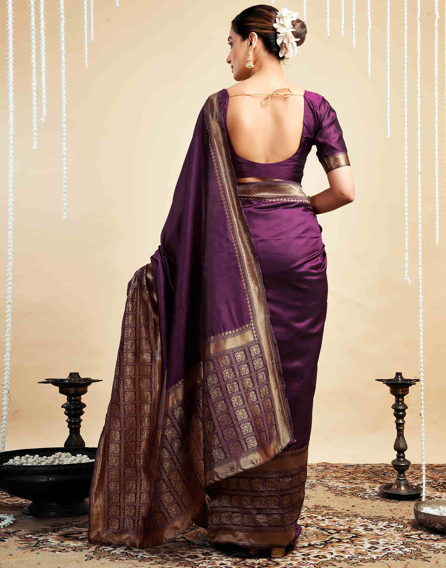 Wine Silk Woven Kanjivaram Saree