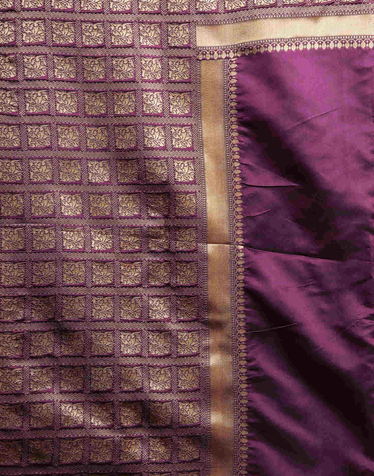 Wine Silk Woven Kanjivaram Saree