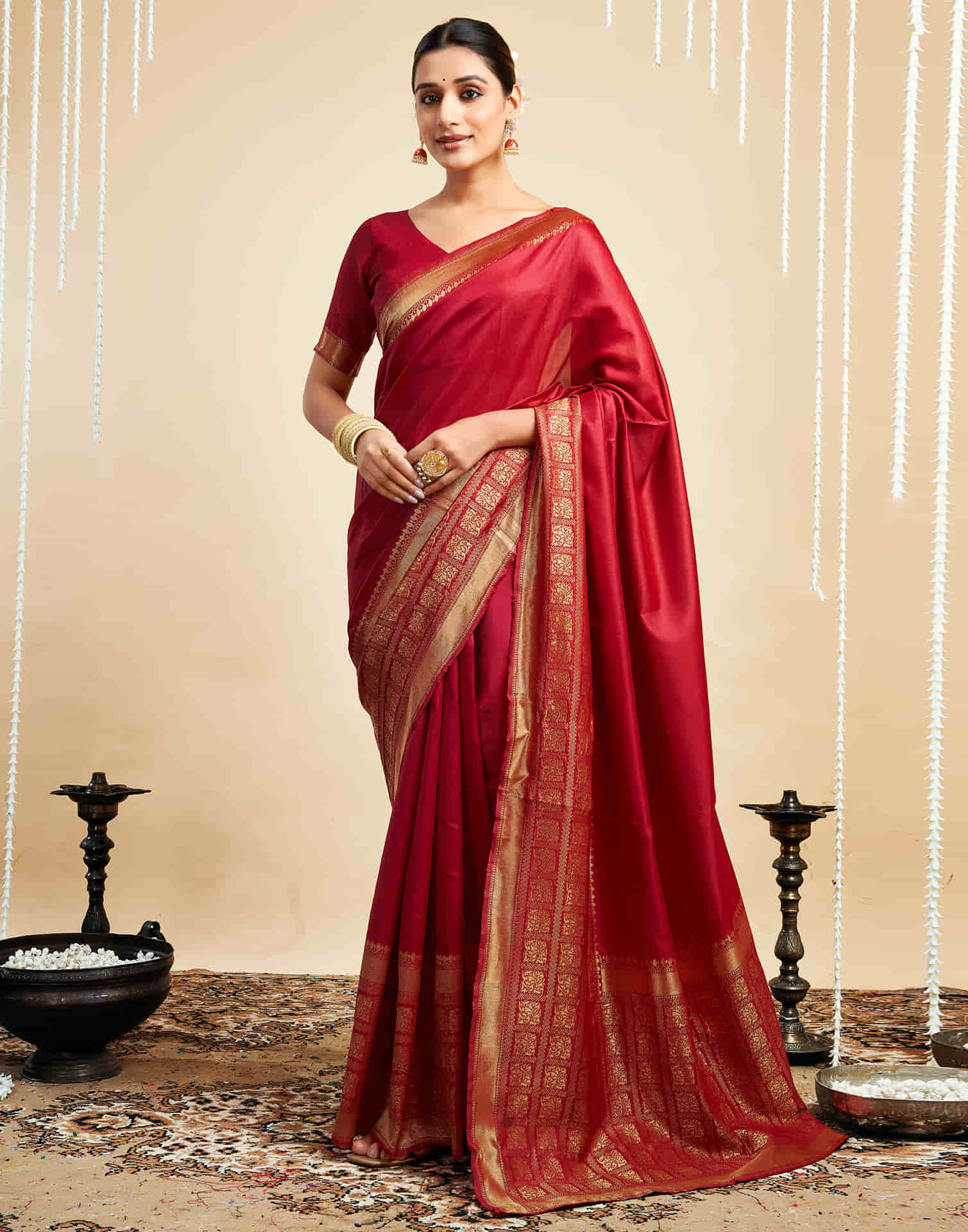 Red Silk Woven Kanjivaram Saree