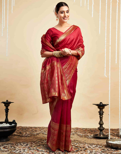 Red Silk Woven Kanjivaram Saree