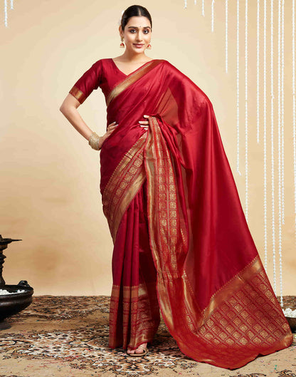 Red Silk Woven Kanjivaram Saree