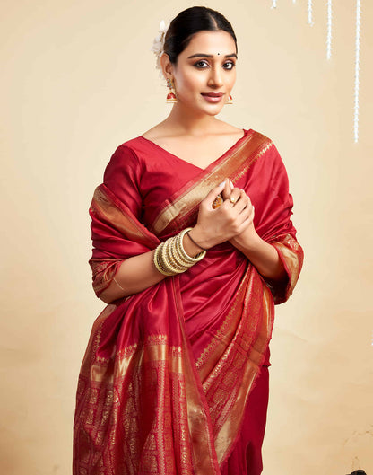 Red Silk Woven Kanjivaram Saree