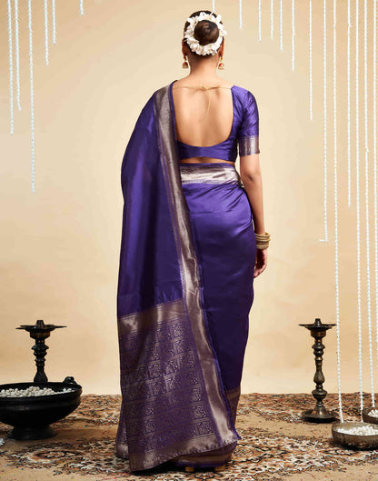 Violet Silk Woven Kanjivaram Saree