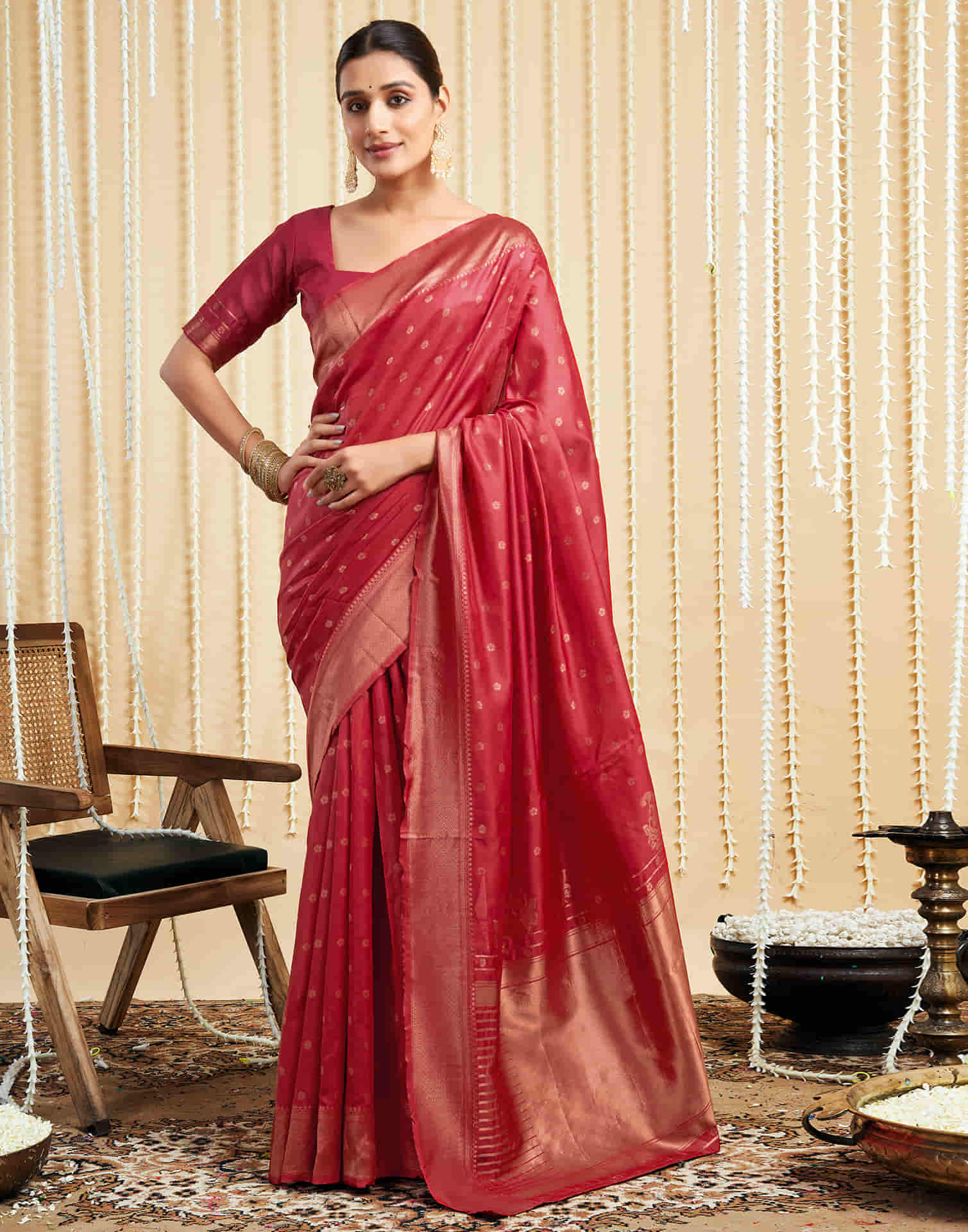 Red Silk Woven Banarasi Saree