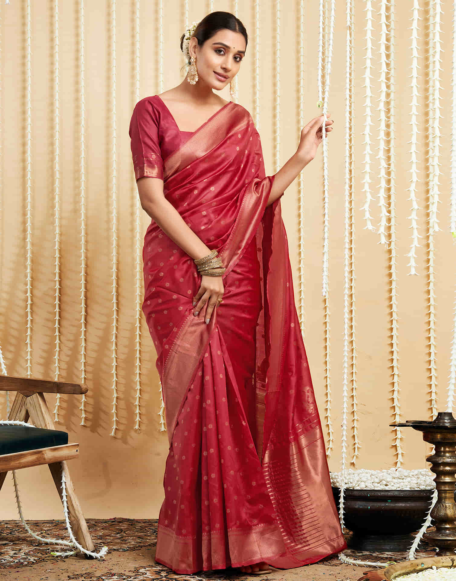 Red Silk Woven Banarasi Saree